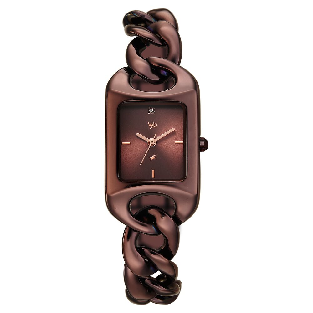 Vyb Prodigy By Fastrack Quartz Analog Brown Dial Brown Metal Strap Watch For Girls-image-42
