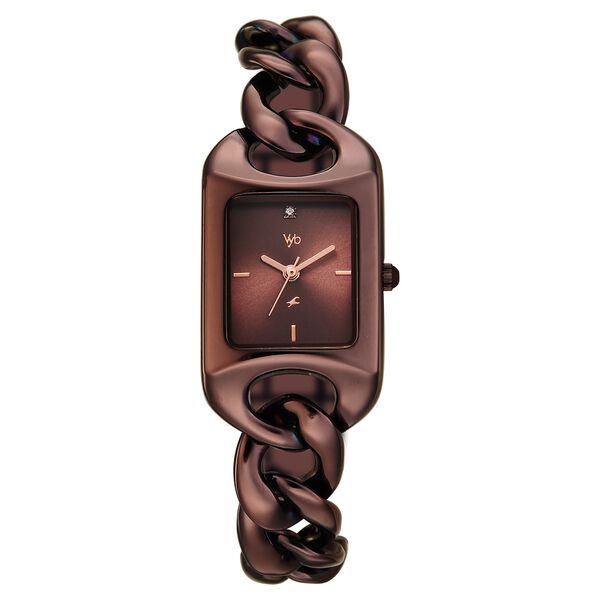 Vyb Prodigy By Fastrack Quartz Analog Brown Dial Brown Metal Strap Watch For Girls - image number 0