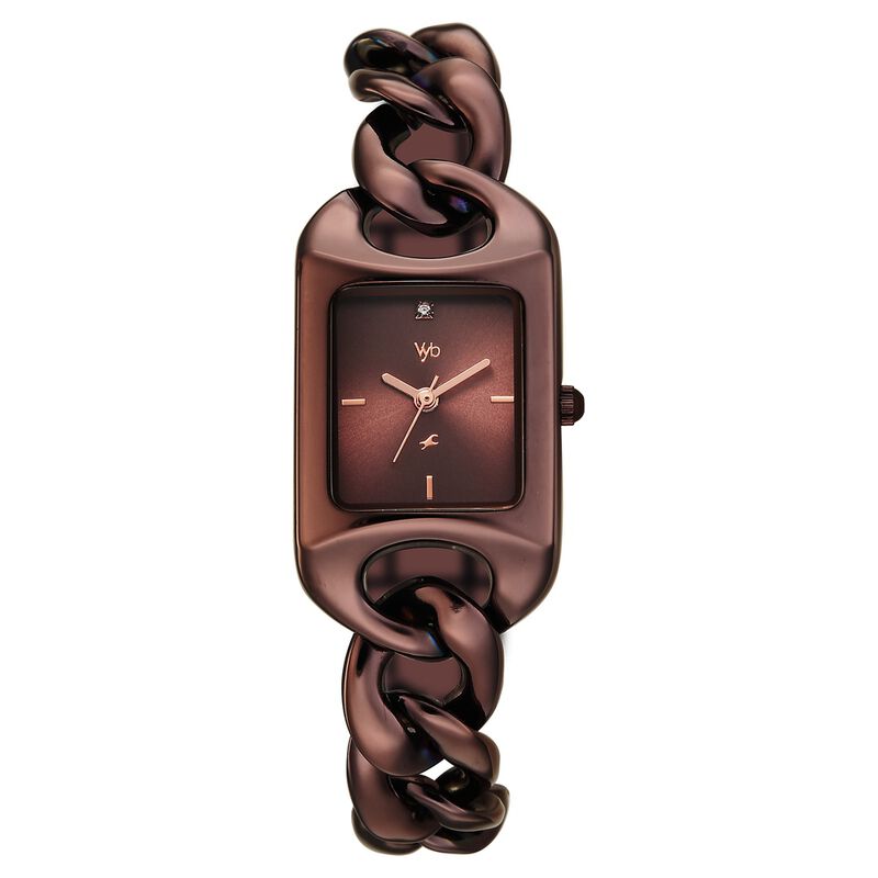 Vyb Prodigy By Fastrack Quartz Analog Brown Dial Brown Metal Strap Watch For Girls