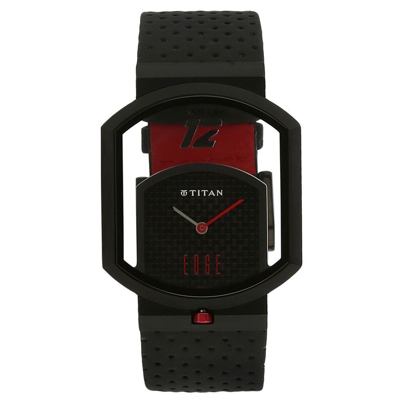Titan Edge Quartz Analog Black Dial Black Leather Strap Watch For Men