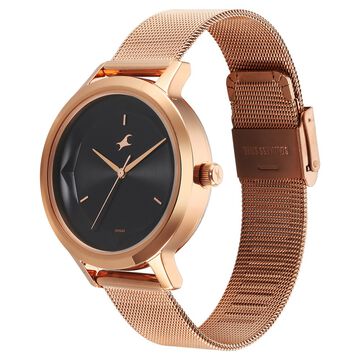 Fastrack Fleek Quartz Analog Black Dial Stainless Steel Strap Watch For Girls