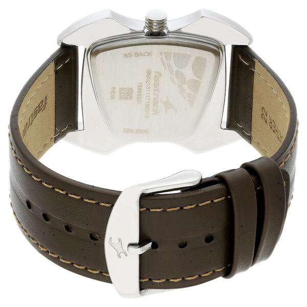 Fastrack Quartz Analog Silver Dial Leather Strap Watch for Guys - image number 4