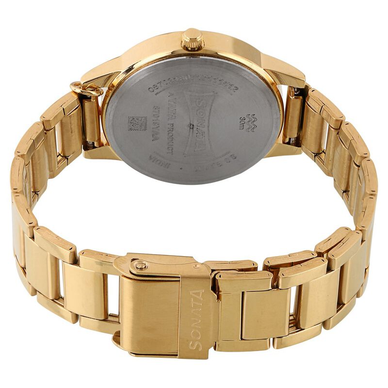 Sonata Charmed Golden Dial Women Watch With Stainless Steel Strap - image number 3