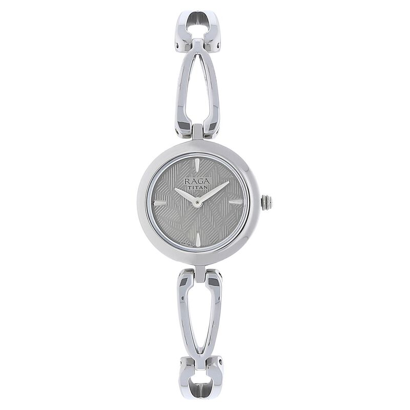 Titan Raga Foliage Silver Dial Quartz Metal Strap Watch for Women