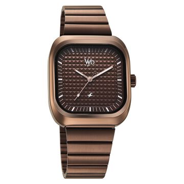 Fastrack Vyb Maverick Quartz Analog Brown Dial Metal Strap Watch For Guys