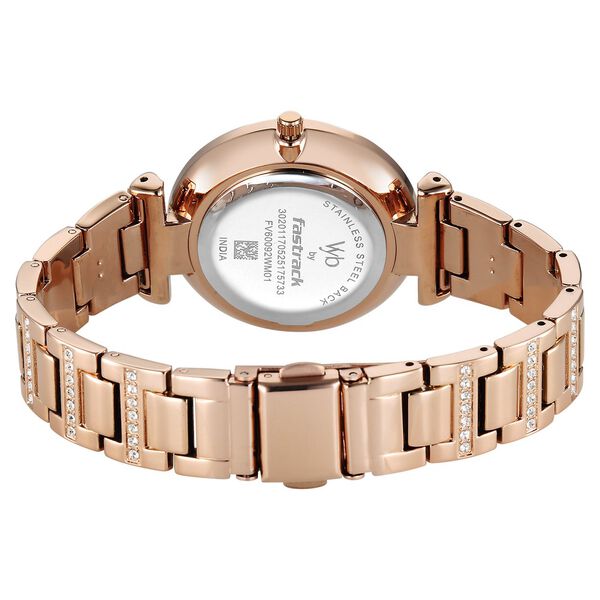Vyb Diva By Fastrack Quartz Analog Rose Gold Dial Rose Gold Metal Strap Watch For Girls - image number 6