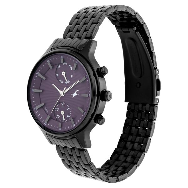 Fastrack Ruffles Quartz Multifunction Purple Dial Stainless Steel Strap Watch for Girls - image number 3