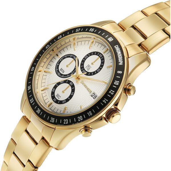 Sonata Chronos Quartz Analog with Date Silver Dial Golden Colour Stainless Steel Strap Watch For Men - image number 4
