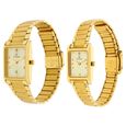 Titan Quartz Analog with Date Champagne Dial Stainless Steel Strap Watch for Couple - image number 1