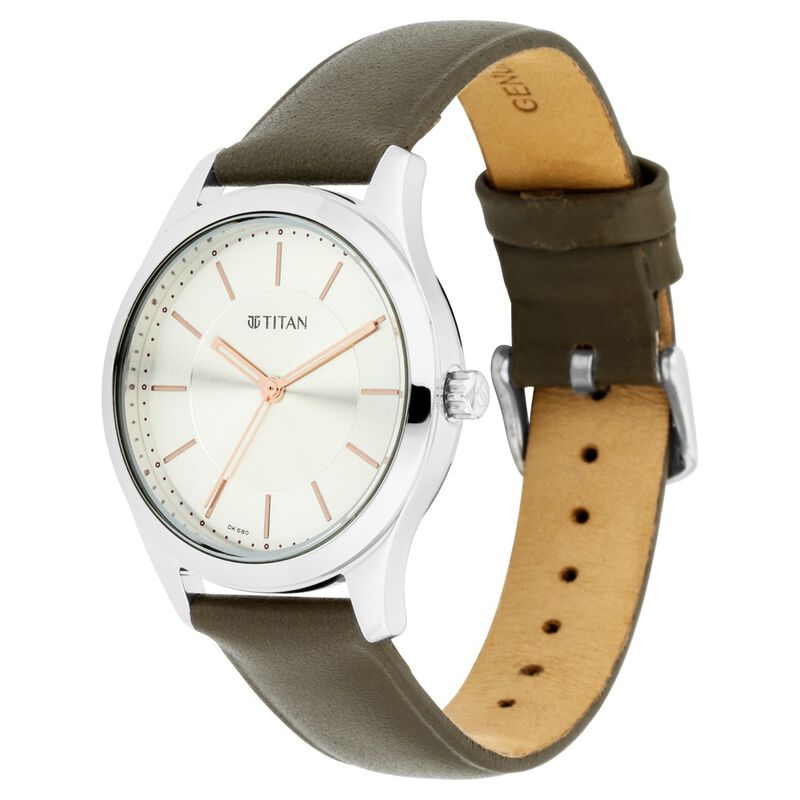 Titan Quartz Analog White Dial Leather Strap Watch for Women - image number 2
