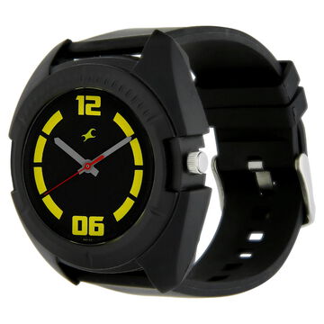 Fastrack Quartz Analog Black Dial PU Strap Watch for Guys