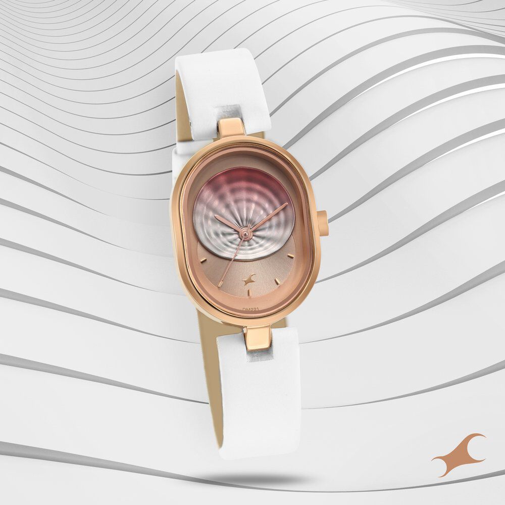 Buy Online Fastrack Quartz Analog White Dial Leather Strap Watch