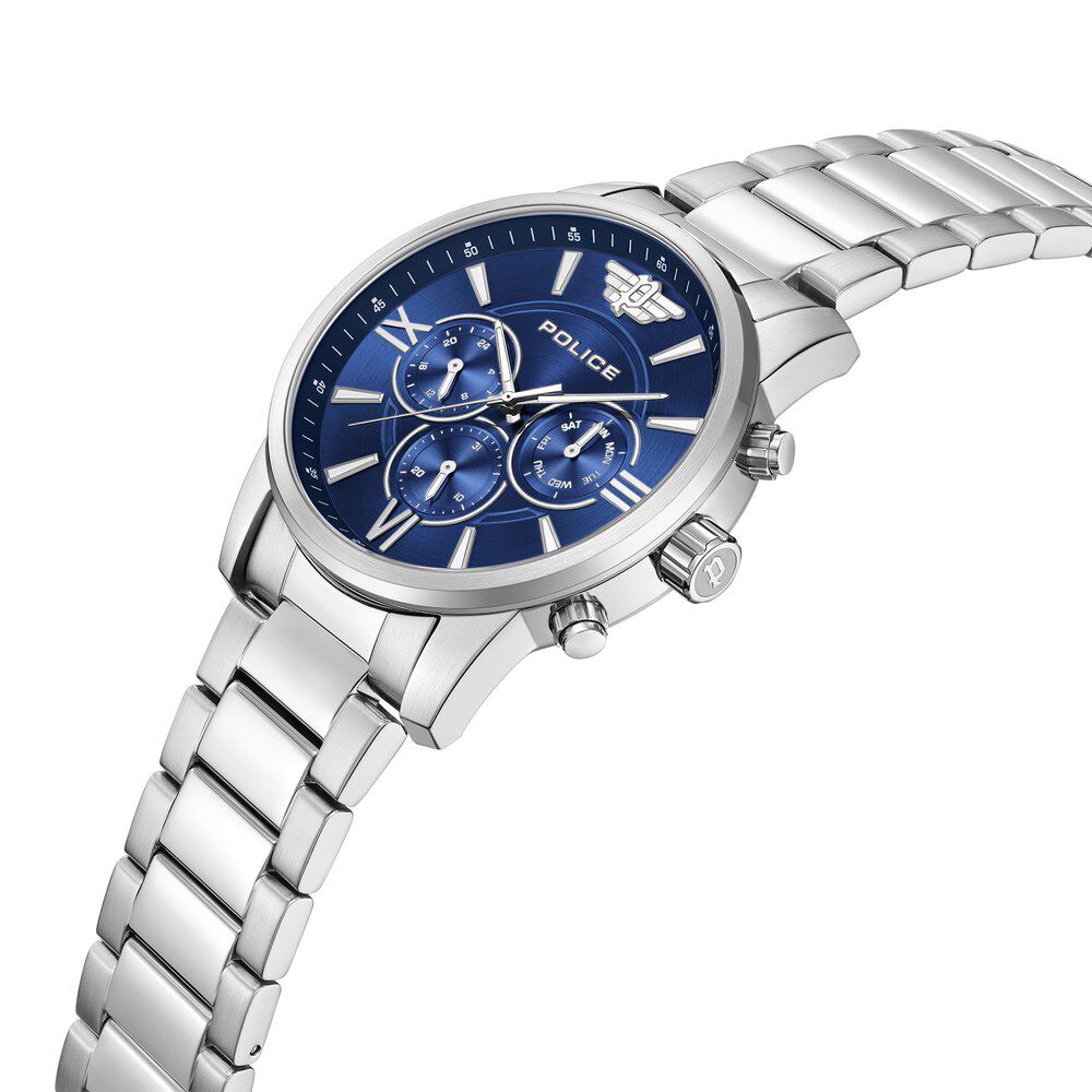 Police Blue Dial Quartz Multifunction Watch for Men