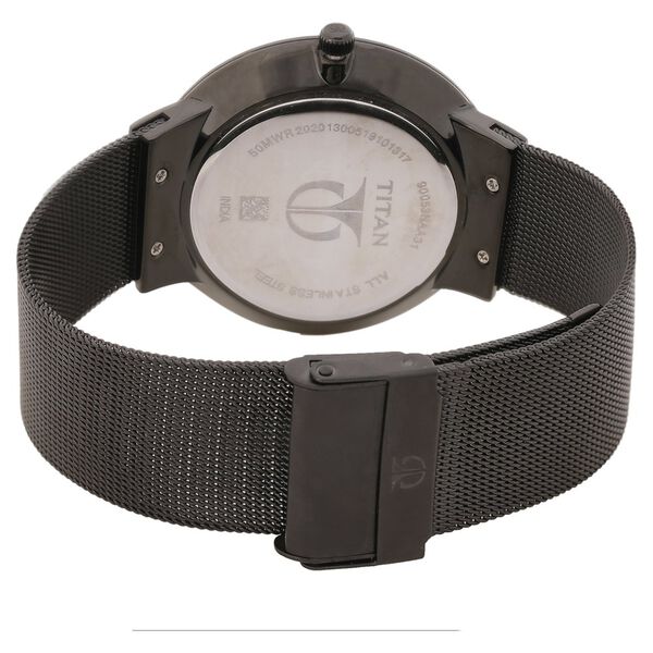 Titan Quartz Analog with Date Black Dial Stainless Steel Strap Watch for Men - image number 4