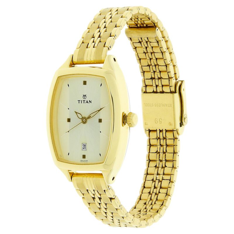 Titan Karishma Champagne Dial Women Watch With Stainless Steel Strap - image number 1