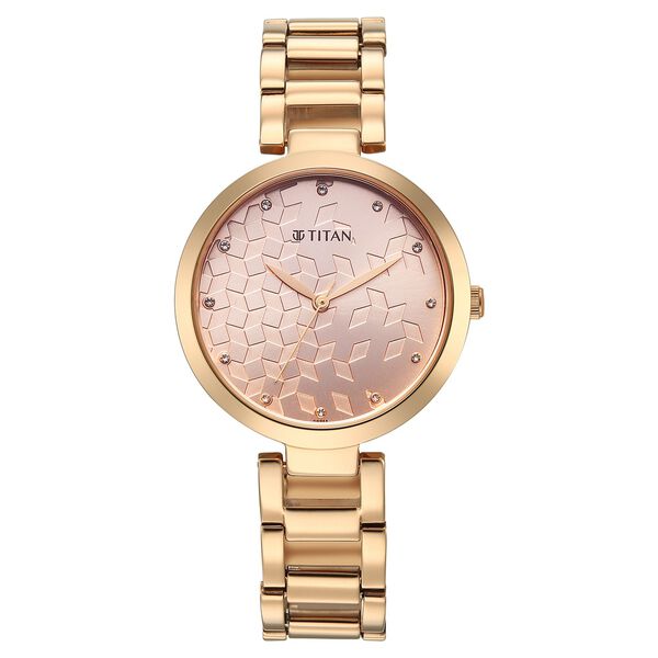 Titan Purple Superheads Quartz Analog Rose Gold Dial Rose Gold Stainless Steel Strap Watch For Women - image number 0