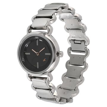 Fastrack Quartz Analog Black Dial Metal Strap Watch for Girls