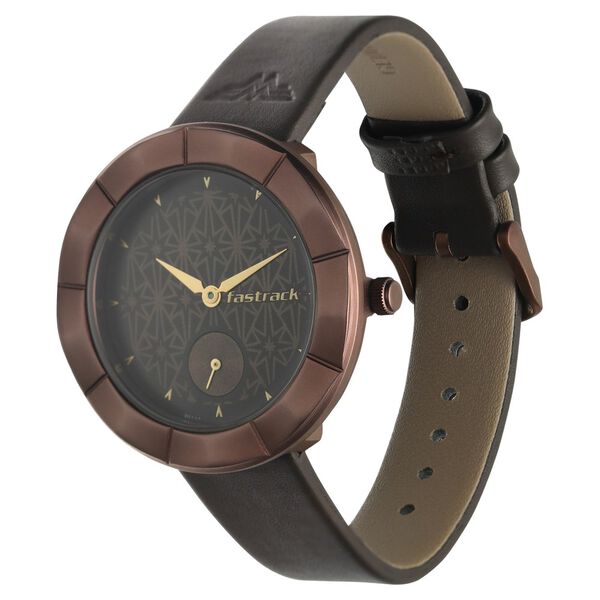 Fastrack Wonder Woman Quartz Analog Brown Dial Leather Strap Watch for Girls - image number 3