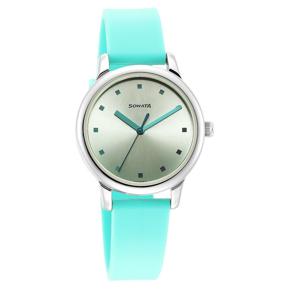 Buy Online Sonata Splash Green Dial Women Watch With Plastic Strap ns8178sp01 Titan