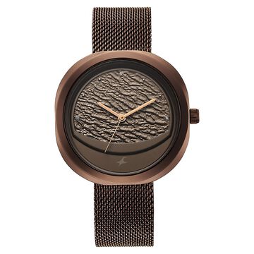 Fastrack Gelato brown multifunction metal strap watch with Chocolate dial for Girls