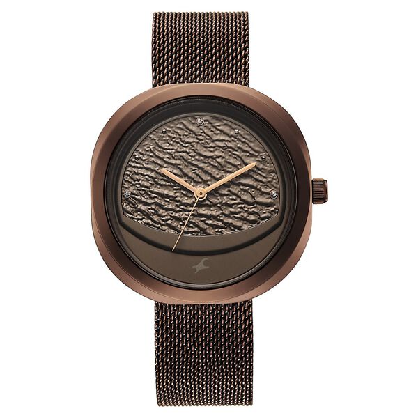 Fastrack Gelato brown multifunction metal strap watch with Chocolate dial for Girls - image number 1