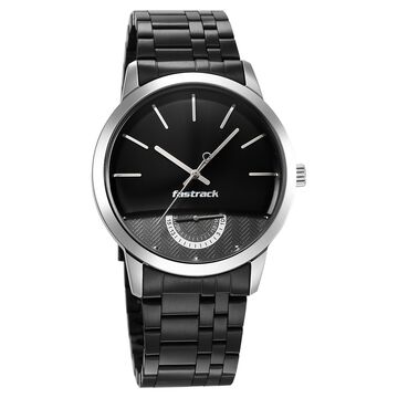 Fastrack Opulence Quartz Analog with Date Black Dial Stainless Steel Strap Watch for Guys