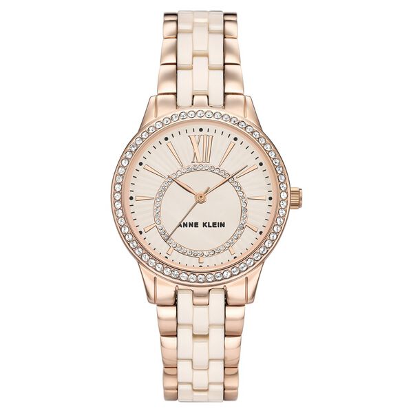 Anne Klein Quartz Analog Pink Dial Ceramic Strap Watch for Women - image number 0