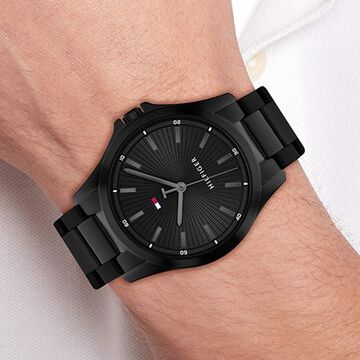 Tommy Hilfiger Quartz Analog Black Dial Black Stainless Steel Strap Watch For Men