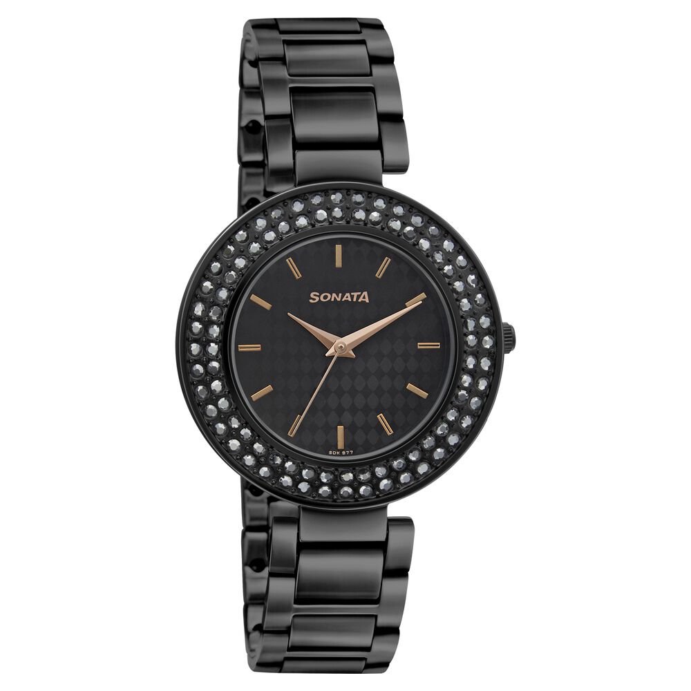 Sonata analog black dial women's watch on sale
