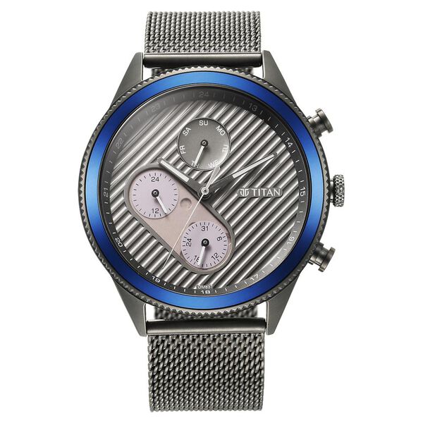 Titan Quartz Analog Anthracite Dial Stainless Steel Strap Watch for Men - image number 1