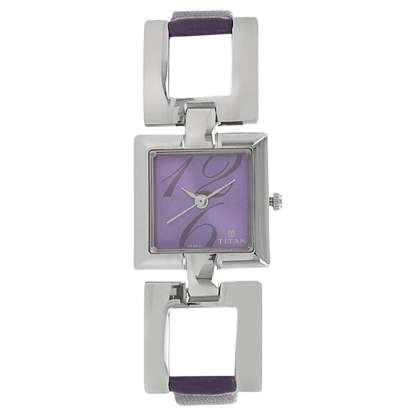Titan Quartz Analog Purple Dial Leather Strap Watch for Women - image number 0