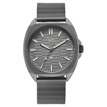 Vyb Aviator By Fastrack Quartz Analog Grey Dial Grey Stainless Steel Strap Watch For Guys