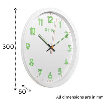 Titan Classic Wall Clock Quartz Analog White Dial Silent Sweep - 30 cm x 30 cm (Medium)