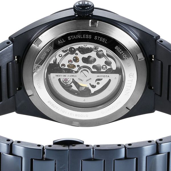 Titan Nexus Skeletal Automatic Analog with Blue Dial Blue Stainless Steel Strap Watch for Men - image number 7