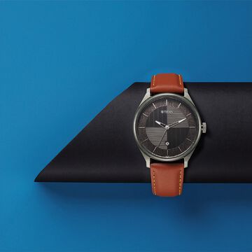 Titan Neo Economy Quartz Analog with Date Grey Dial Brown Leather Strap Watch For Men