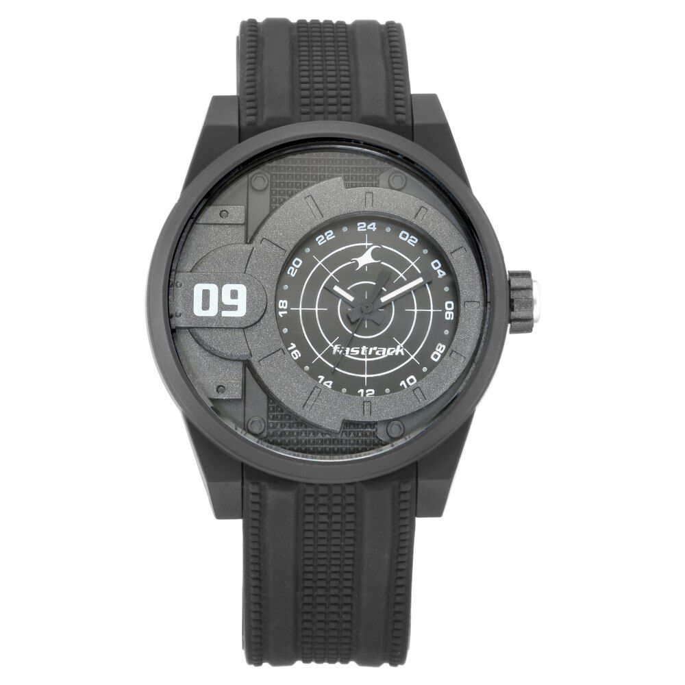 Buy Online Fastrack Trendies Quartz Analog Black Dial Silicone Strap Watch for Guys ns38058pp03 Titan