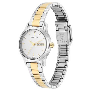 Titan Lagan Silver Dial Women Watch With Metal Strap