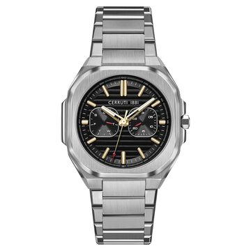 Cerruti 1881 Quartz Multifunction Black Dial Silver Stainless Steel Strap Watch For Men