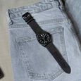 Sonata Poze Quartz Analog Black Dial Black Denim Leather Strap Watch For Men - image number 0