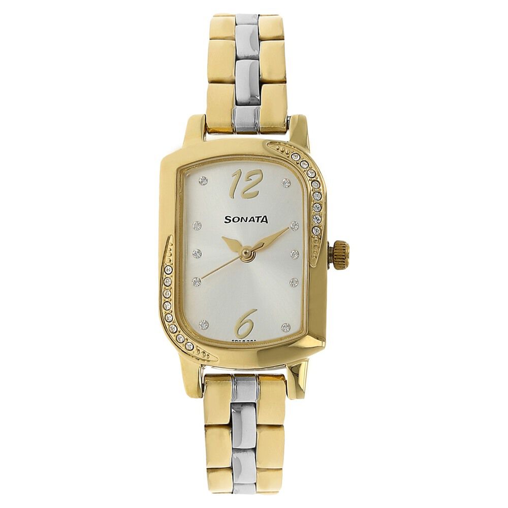 Buy Online Sonata Quartz Analog Silver Dial Stainless Steel Strap Watch for Women ns87001bm01 Titan