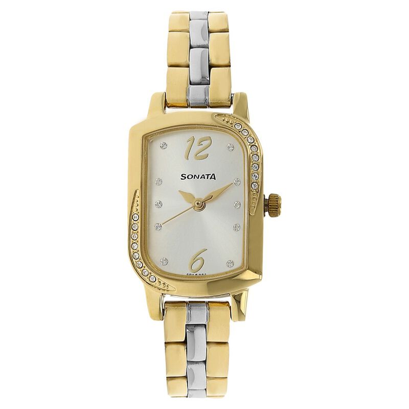 Sonata Quartz Analog Silver Dial Stainless Steel Strap Watch for Women