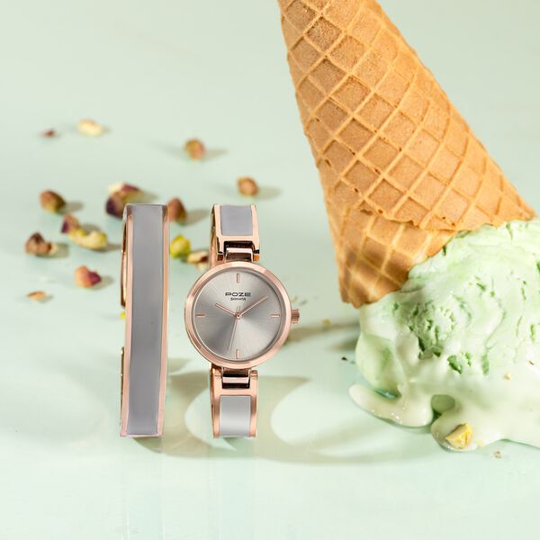 Sonata Poze Quartz Analog Grey Dial Two Toned Kada Strap Watch For Women - image number 0