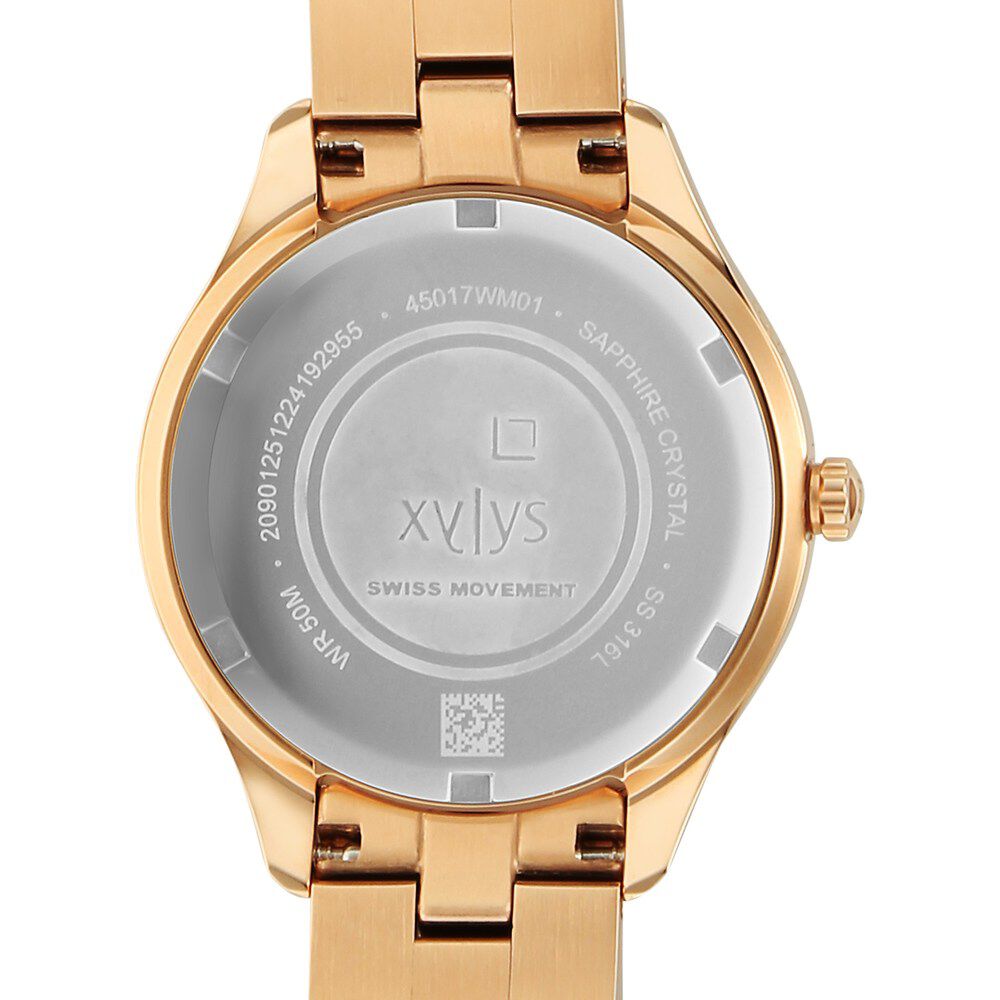 Buy Online Xylys Swiss Quartz Maroon Dial Rose Gold Stainless