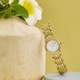 Poze Poze Quartz Analog Off White Dial Golden Metal Strap Watch For Women - image number 0
