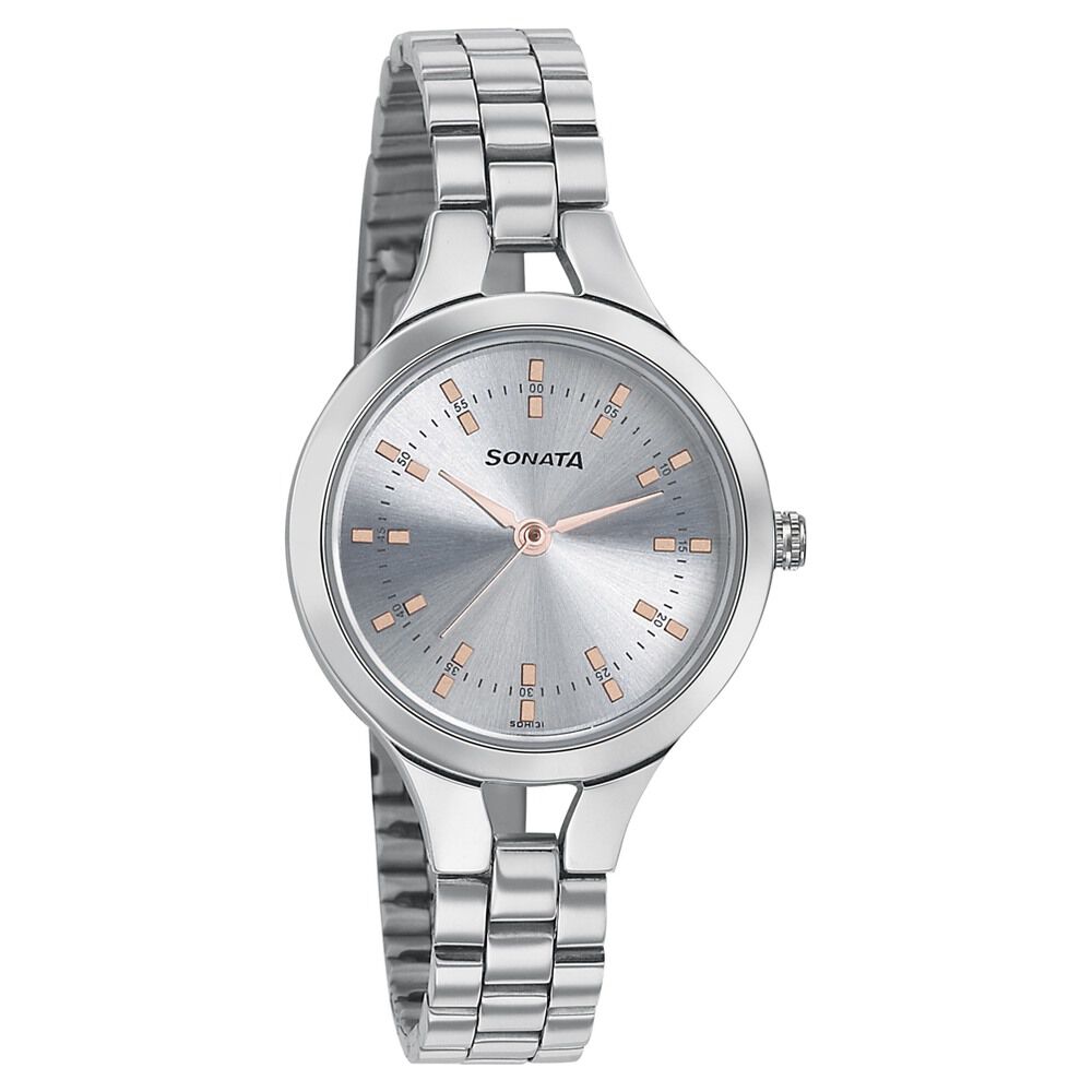 Buy Online Sonata Mission Mangal Silver Dial Women Watch With