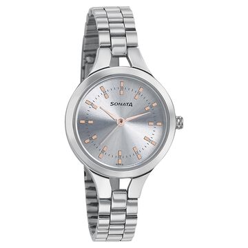 Sonata Mission Mangal Silver Dial Women Watch With Stainless Steel Strap