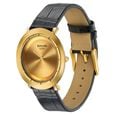 Sonata Sleek Champagne Dial Gold-Tone Leather Strap Watch - image number 2