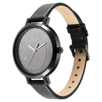 Fastrack Style Up Black Dial Leather Strap Watch for Girls