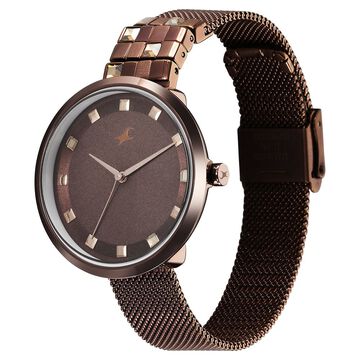 Fastrack Fleek Quartz Analog Brown Dial Stainless Steel Strap Watch for Girls