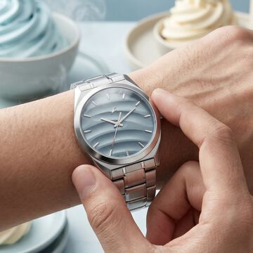 Fastrack Gelato Silver metal strap watch with Mint chip dial for Guys